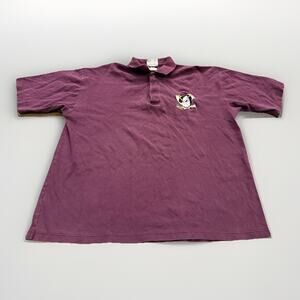 Vintage 90s Starter Mens Maroon NHL Anaheim Mighty Ducks Polo Shirt XL *Flaws*
